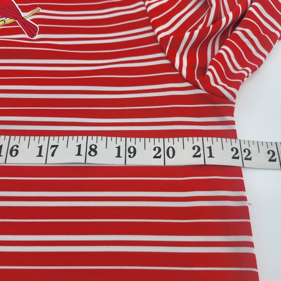 St Louise Cardinal Men's Large Red Stripes TX3 Cool SS Golf Polo Shirt MLB - Picture 5 of 8